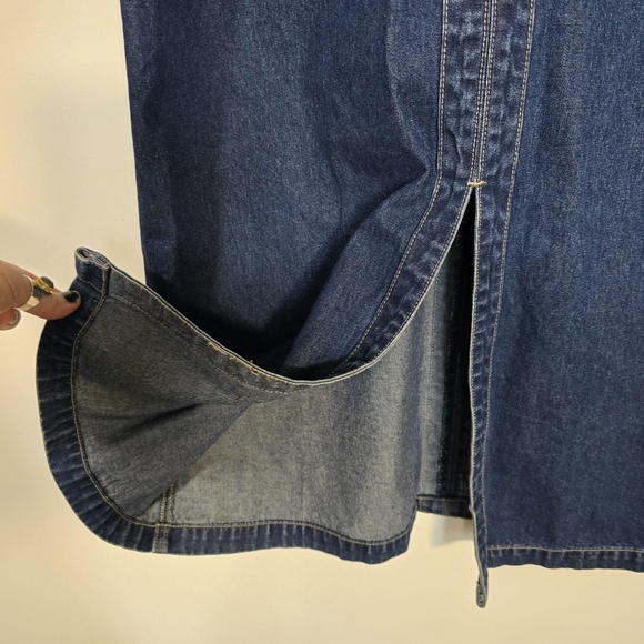 Vintage Casual Dark Blue Denim Overall Dress - Picture 3 of 4